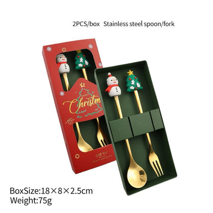 Christmas Stainless Steel Fork and Spoon Gift Set