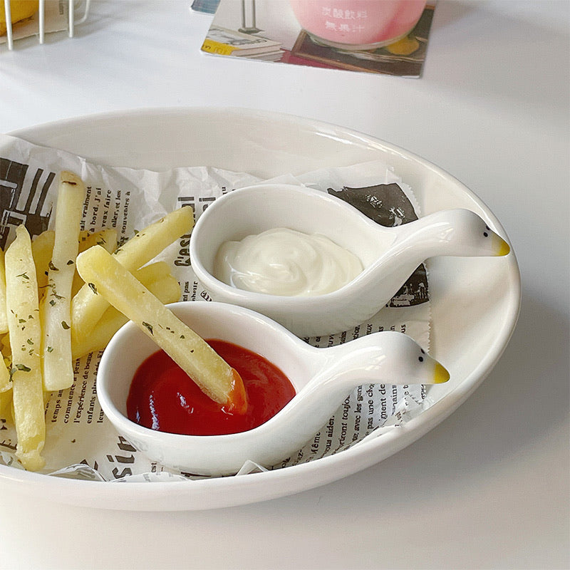 Cute Duck-Shaped Ceramic Sauce Dish