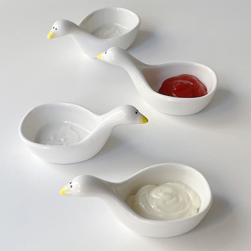 Cute Duck-Shaped Ceramic Sauce Dish