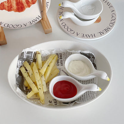 Cute Duck-Shaped Ceramic Sauce Dish