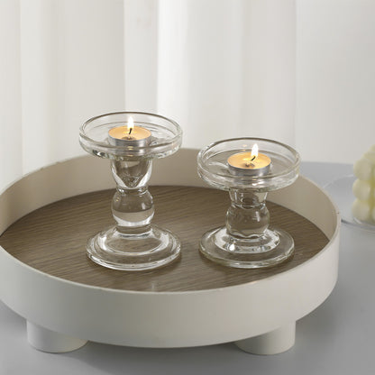 French Roman Transparent Glass Candle Holder (Set Of 2)