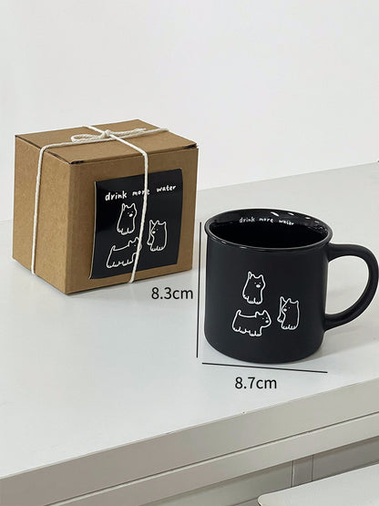 Black&White Three Puppy Couple Mug Cup