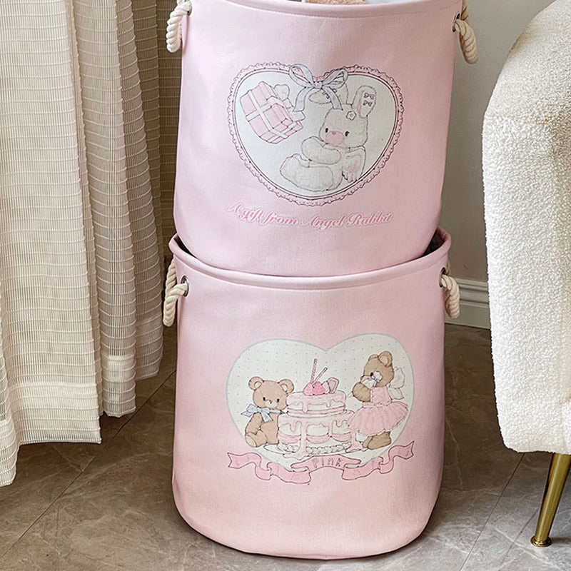 Large Capacity Cute Pink Storage Basket