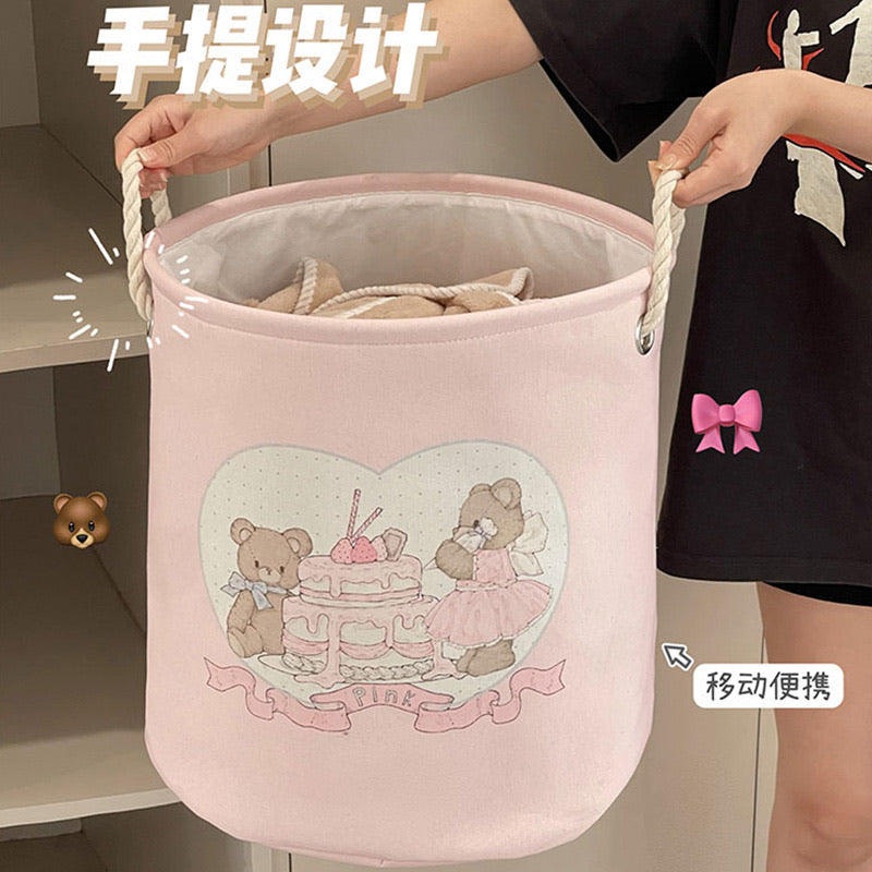 Large Capacity Cute Pink Storage Basket