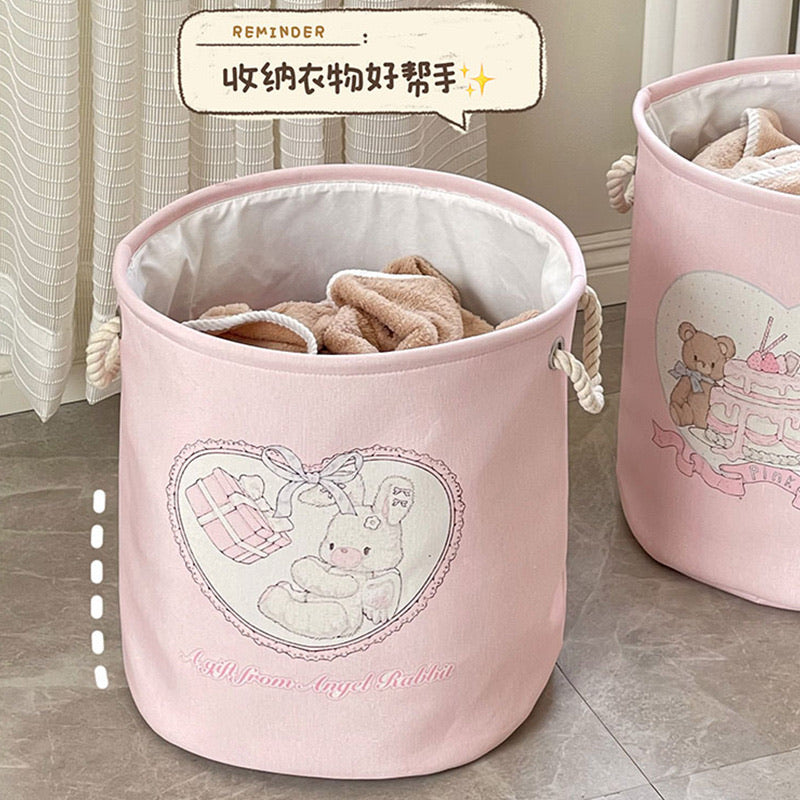 Large Capacity Cute Pink Storage Basket