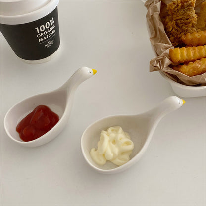 Cute Duck-Shaped Ceramic Sauce Dish