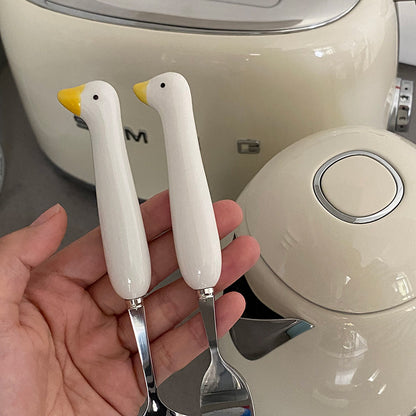 Cute Duck-Shaped Spoon and Fork Set