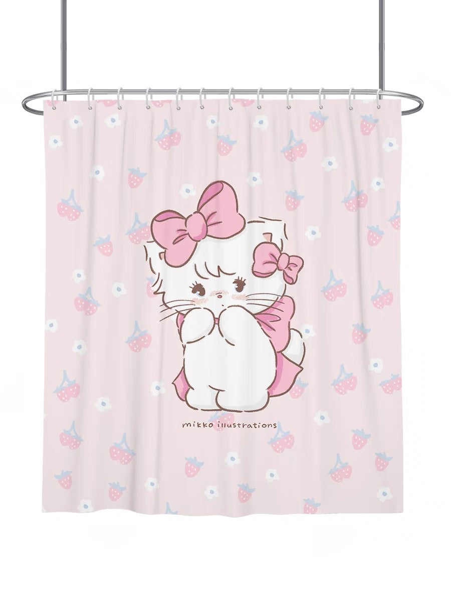 Cute Mikko Bow Shower Curtain with Hooks