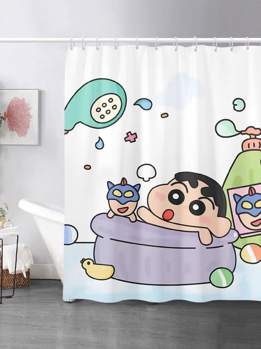 Crayon Shinchan Shower Curtain with Hooks