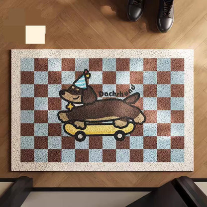 Skateboarding Dachshund Silk Loop Doormat