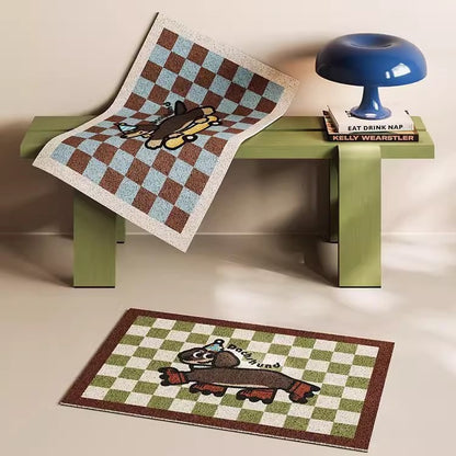Skateboarding Dachshund Silk Loop Doormat