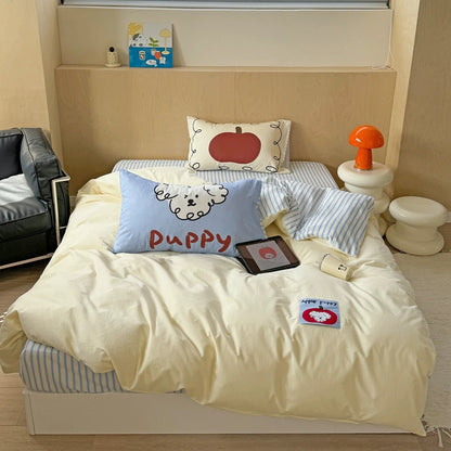 Apple Puppy Washed Cotton 4-Piece Bedding Set