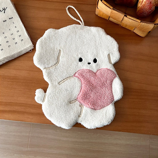Heart Puppy Hand Towel