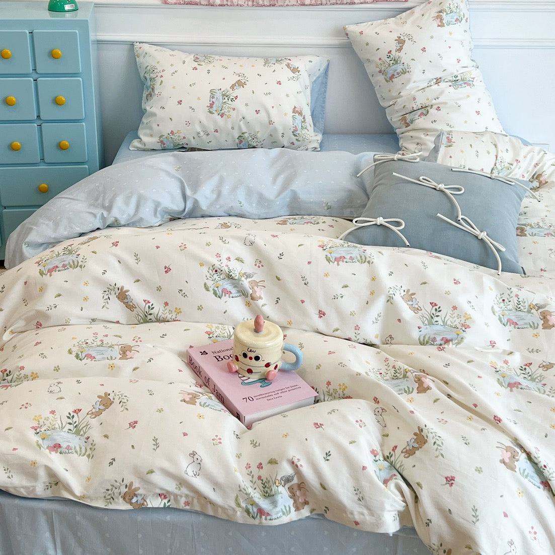 Bunny Garden Party Cotton Bedding 4-Piece Set