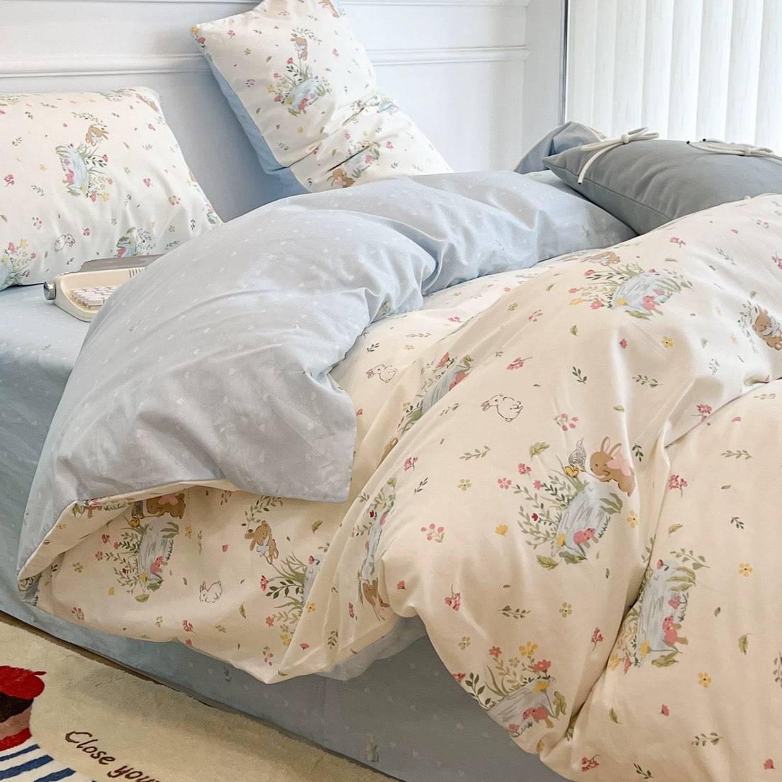 Bunny Garden Party Cotton Bedding 4-Piece Set