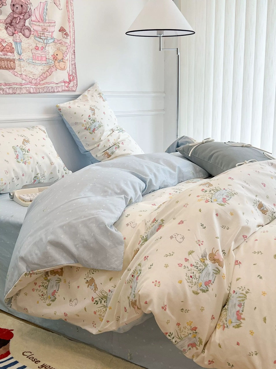 Bunny Garden Party Cotton Bedding 4-Piece Set