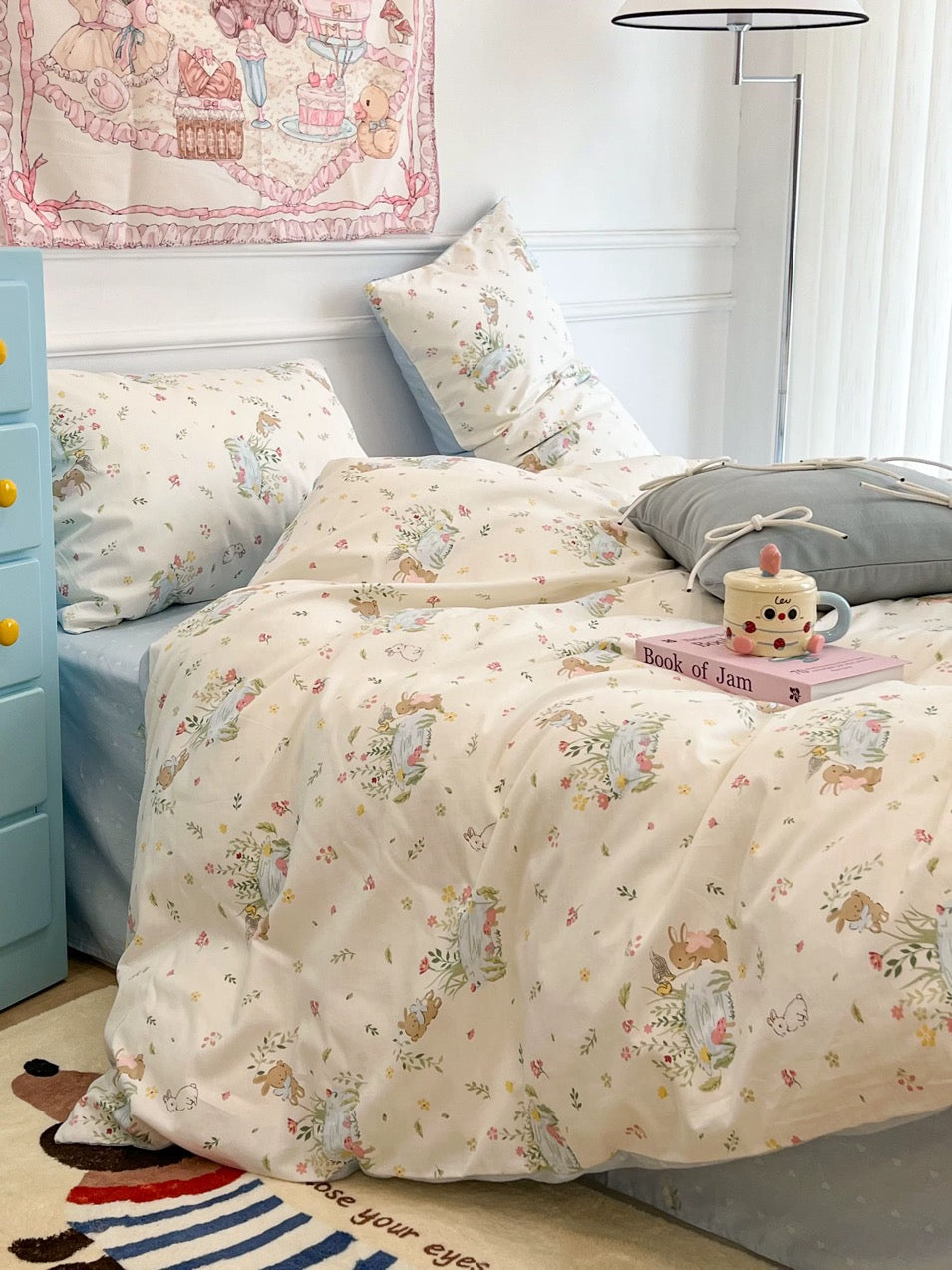 Bunny Garden Party Cotton Bedding 4-Piece Set