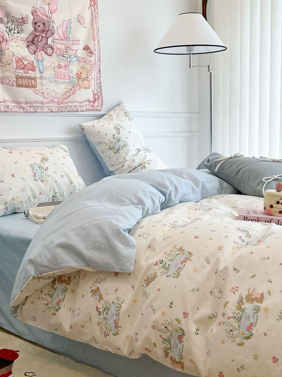 Bunny Garden Party Cotton Bedding 4-Piece Set