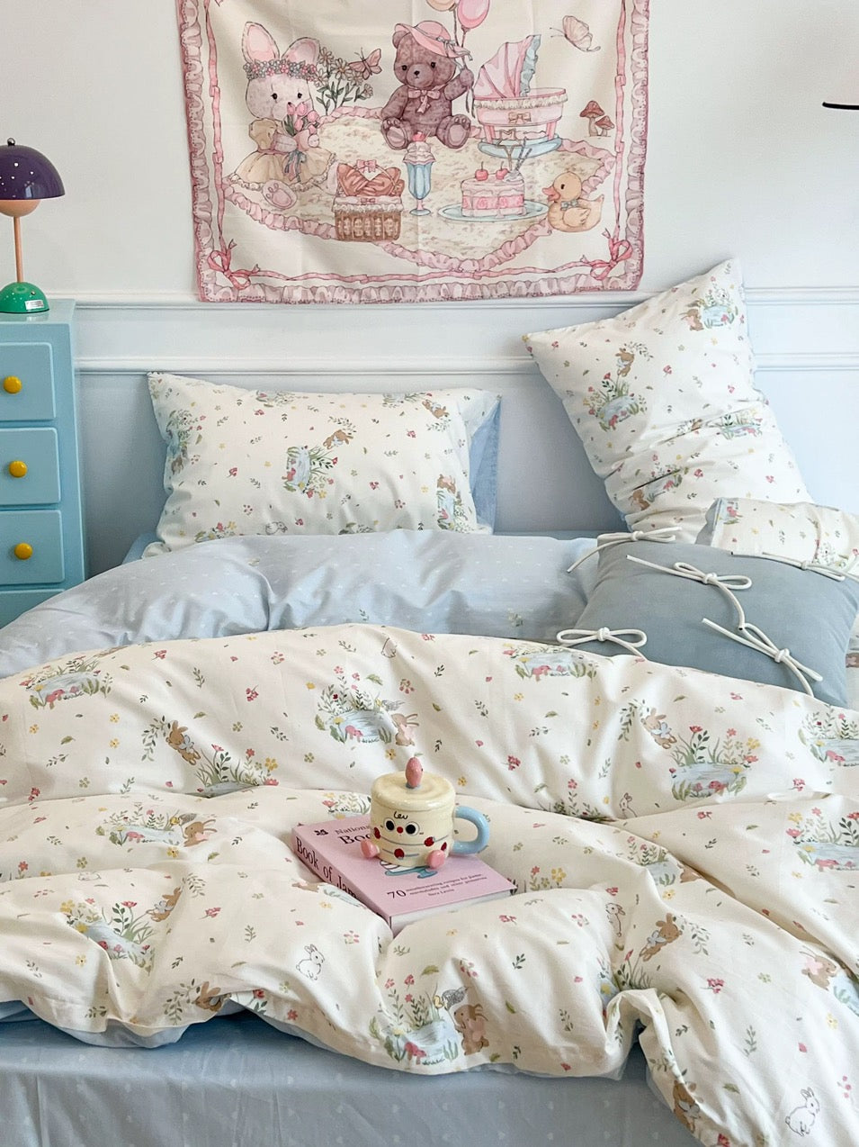 Bunny Garden Party Cotton Bedding 4-Piece Set