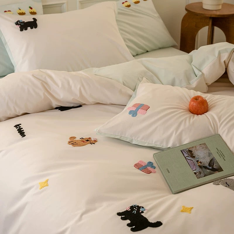 Meow Party Cotton Bedding 4-Piece Set