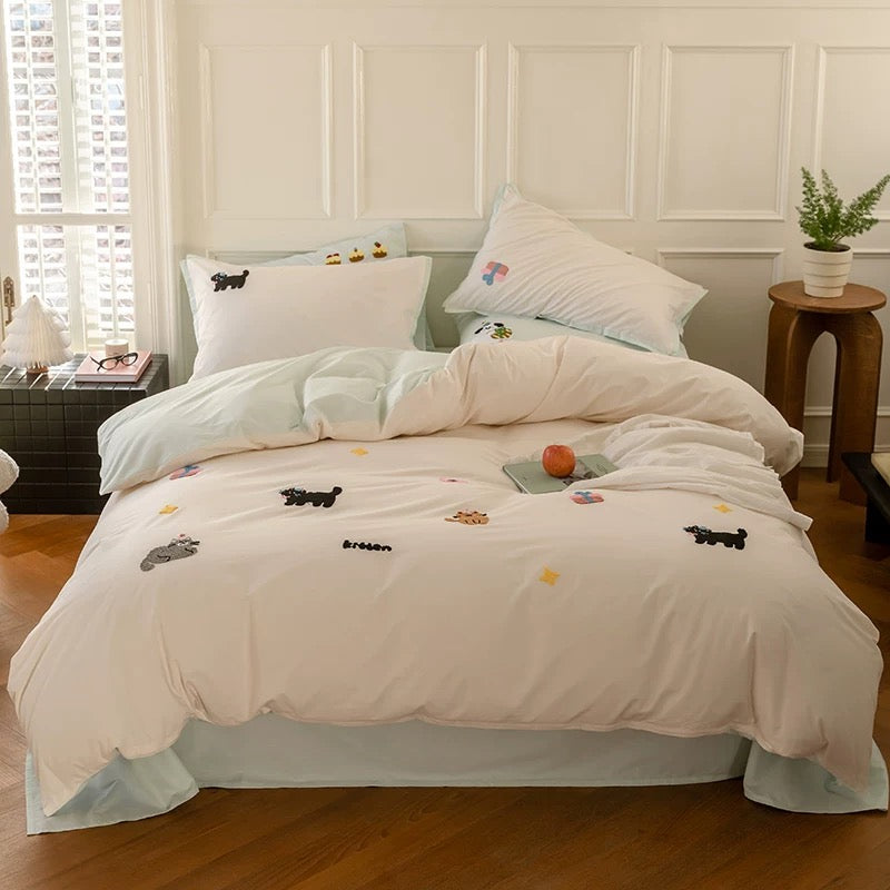 Meow Party Cotton Bedding 4-Piece Set