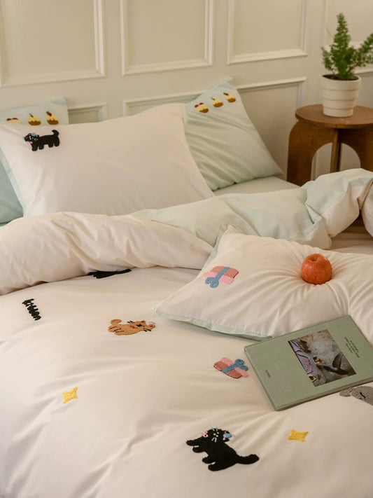 Meow Party Cotton Bedding 4-Piece Set