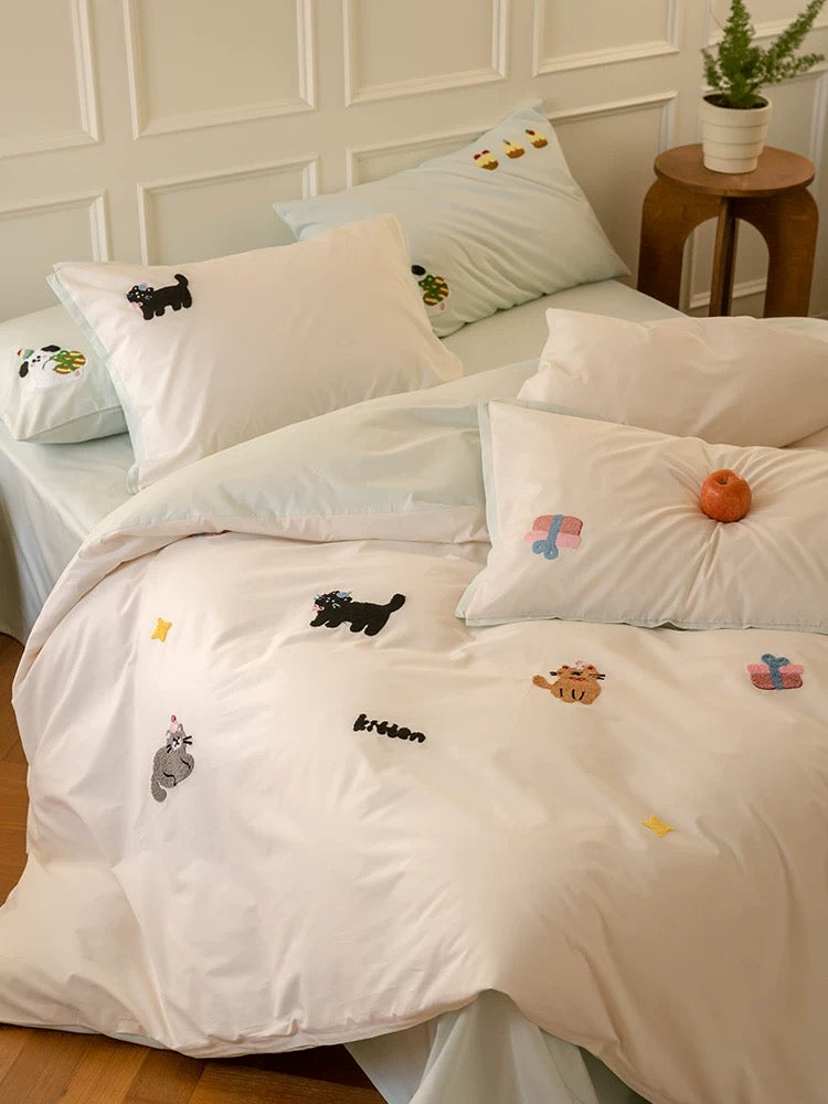 Meow Party Cotton Bedding 4-Piece Set