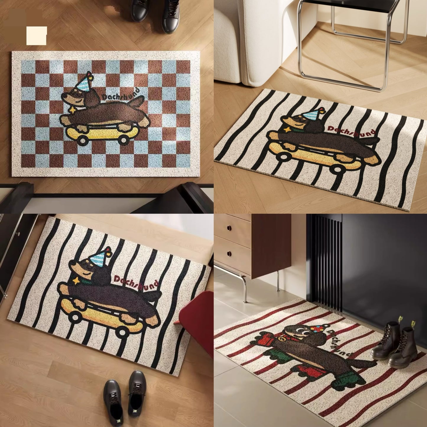 Skateboarding Dachshund Silk Loop Doormat
