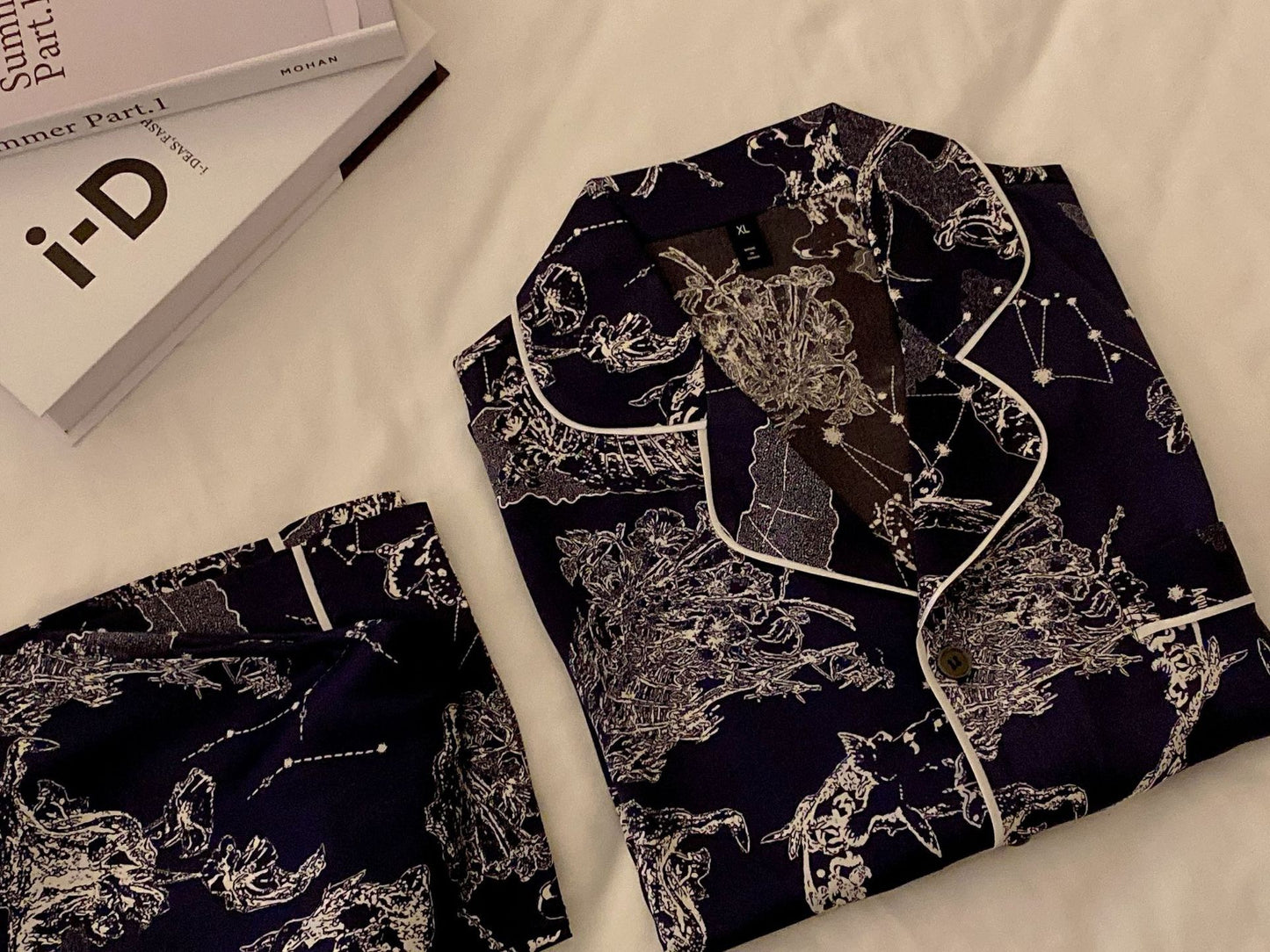 Galaxy Constellation Long-Sleeve Silk Pajama Set
