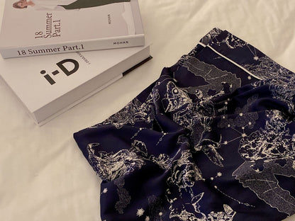 Galaxy Constellation Long-Sleeve Silk Pajama Set