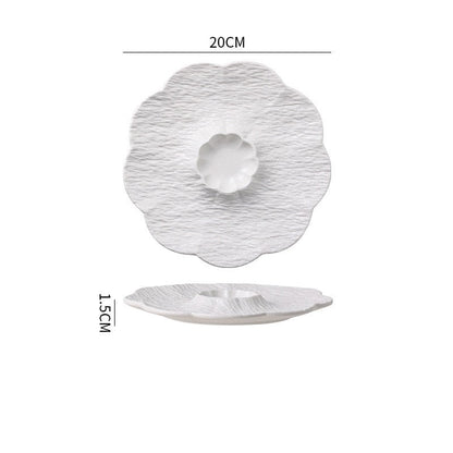 Stone Texture Dumpling & Sushi Plate with Built-in Dipping Dish