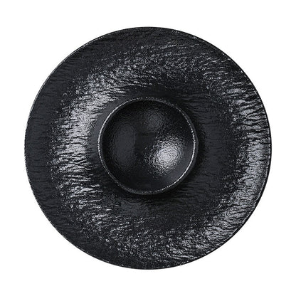 Stone Texture Dumpling & Sushi Plate with Built-in Dipping Dish